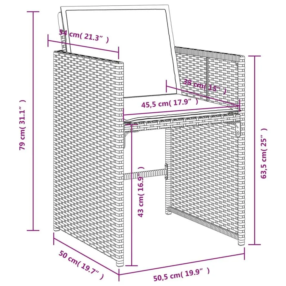 vidaXL - Tuinstoelen - Kussens - Grijs - Poly rattan - 4 stuks