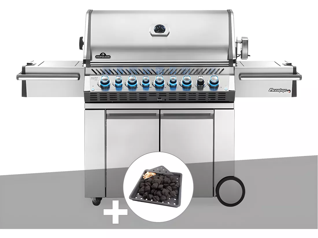 Barbecue à gaz Prestige Pro 665 SIB inox + Plateau charbon - Napoleon