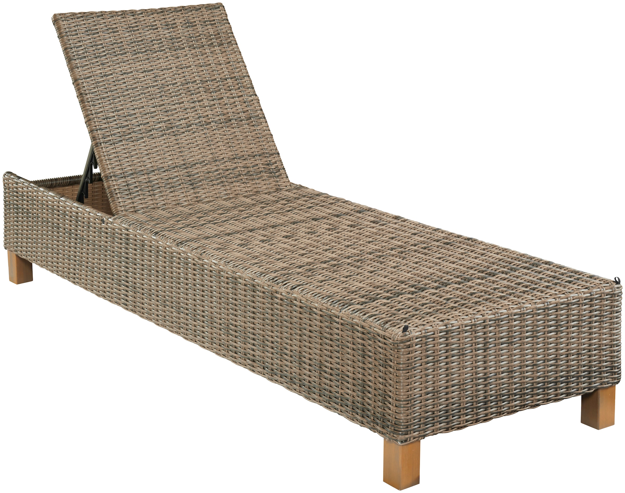 MERXX Gartenliege »Toskana« Polyrattan/Akazie, inkl. Auflage