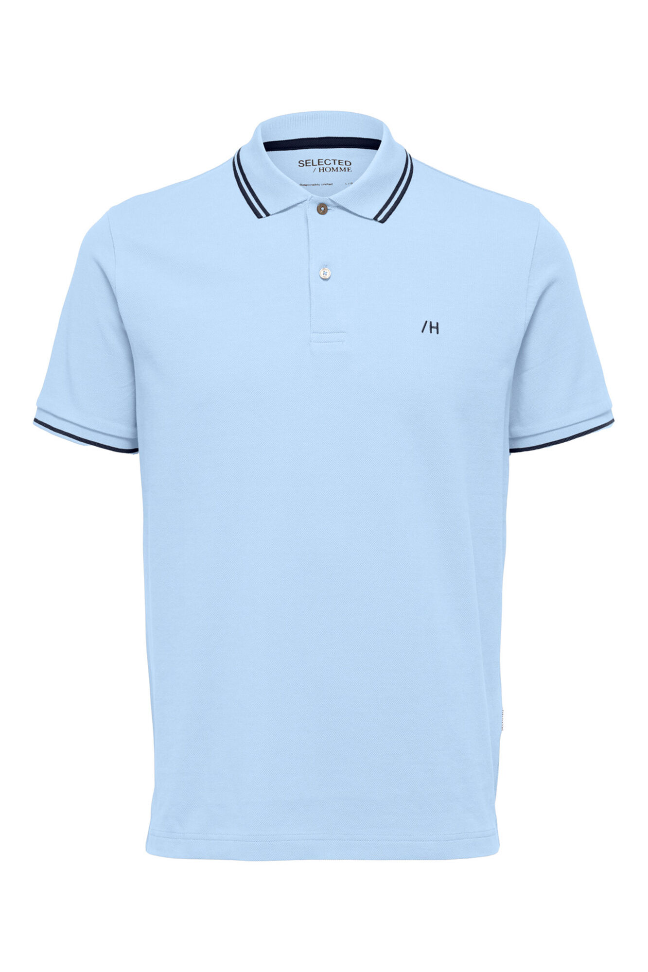 Camisa polo de algodão orgânico com logotipo bordado - Azul