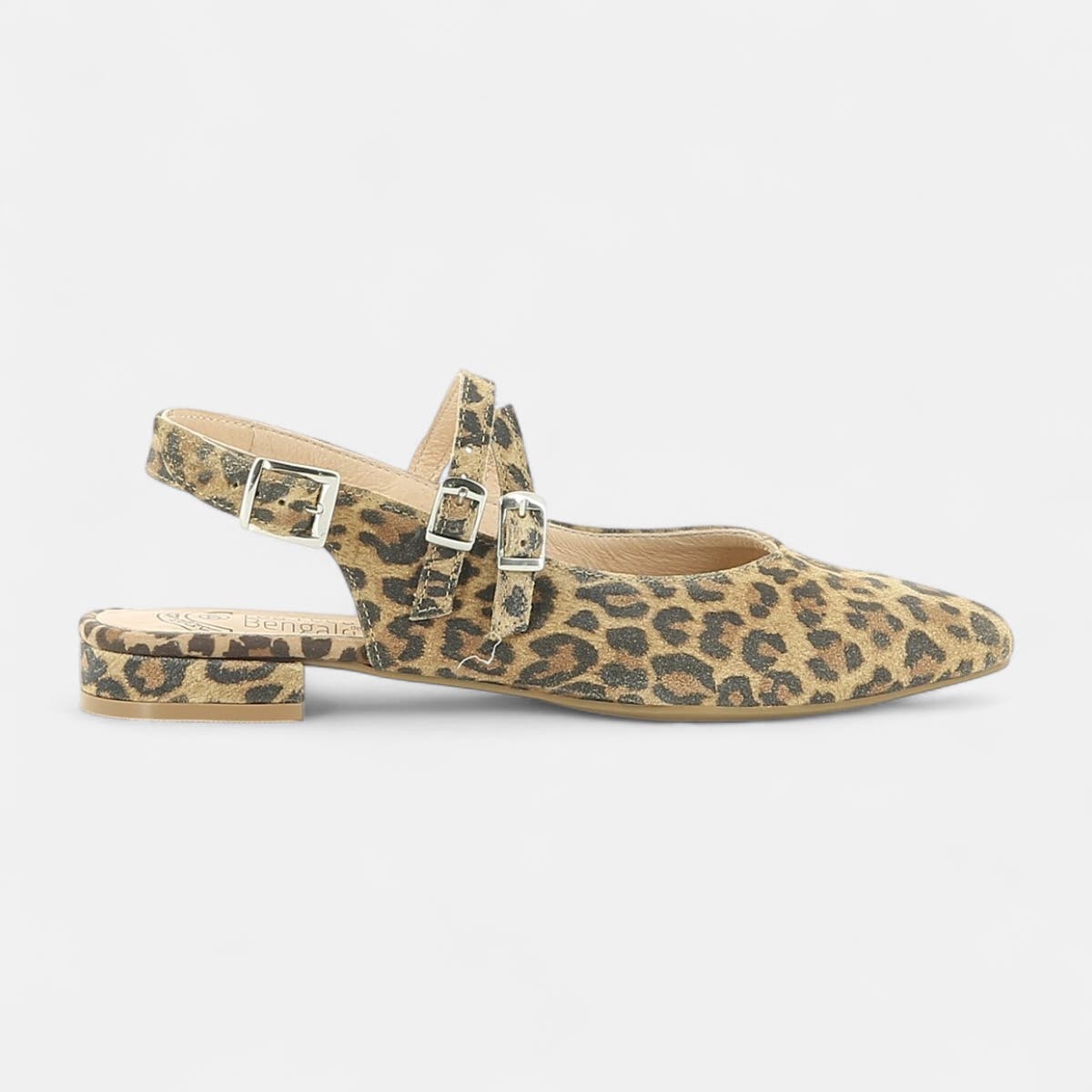 Escarpins avec bride arrière Femme en cuir camel