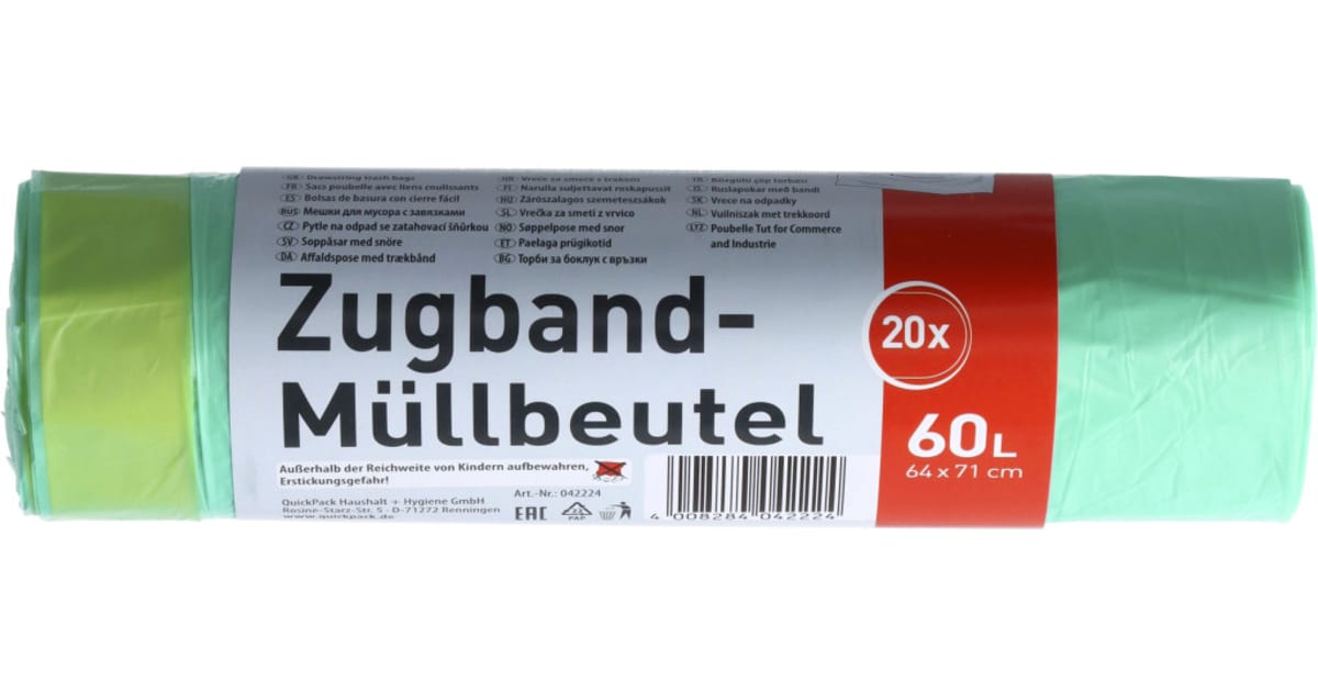 quickpack Müllbeutel mit Zugband 60 Liter