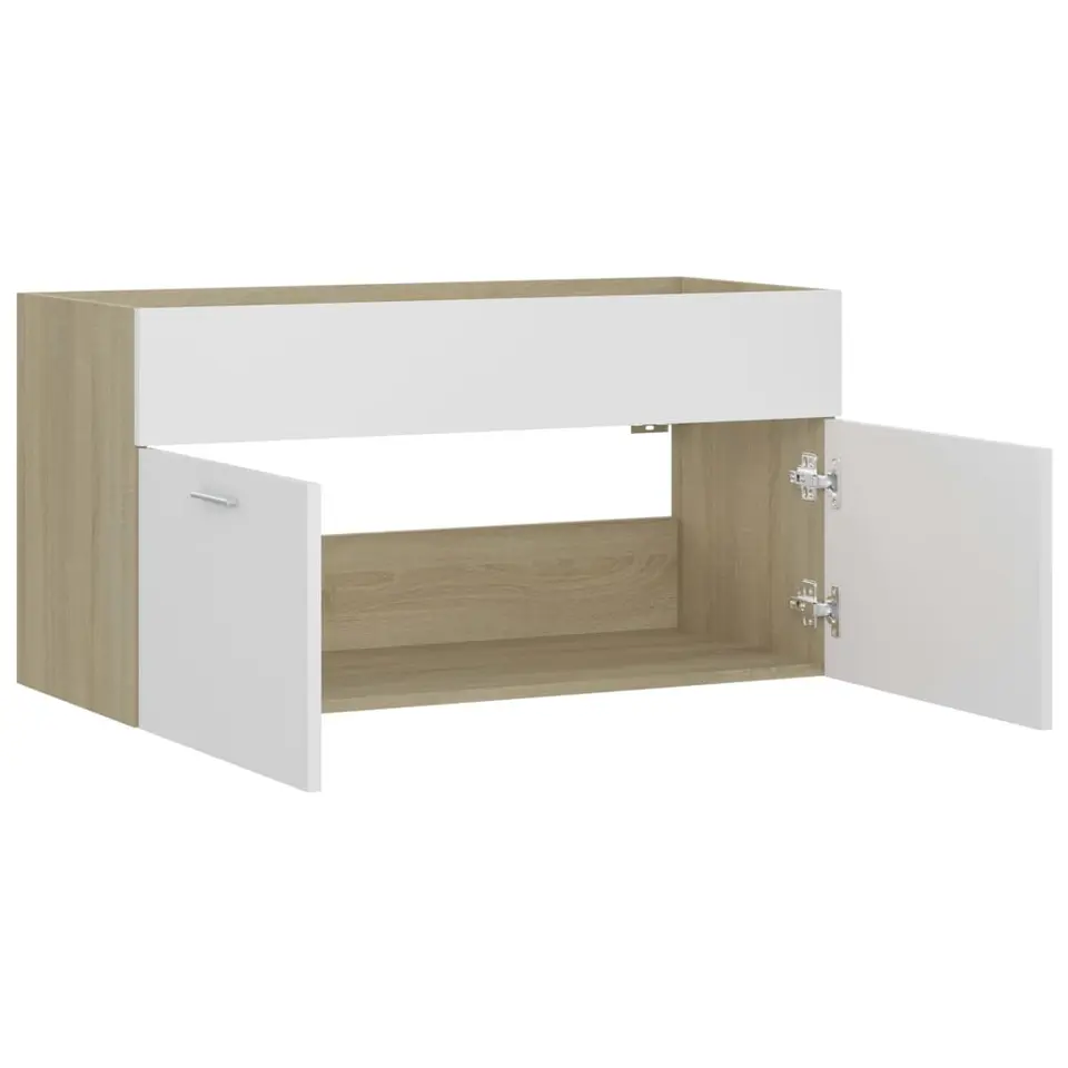 vidaXL - Wastafelkast - Wit - Bewerkt hout - 90 x 38.5 x 46 cm
