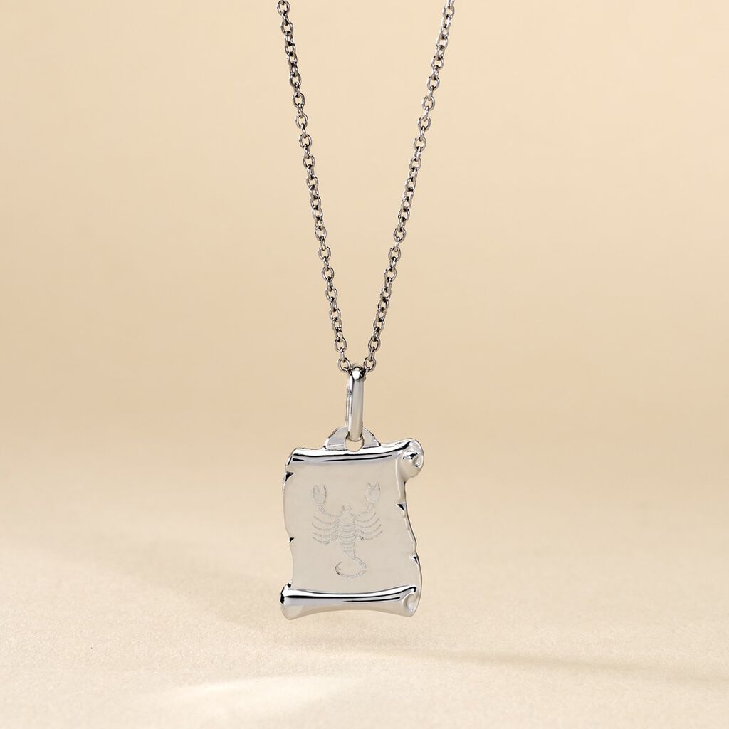 Pendentif Zodiaque Parchemin Argent Blanc