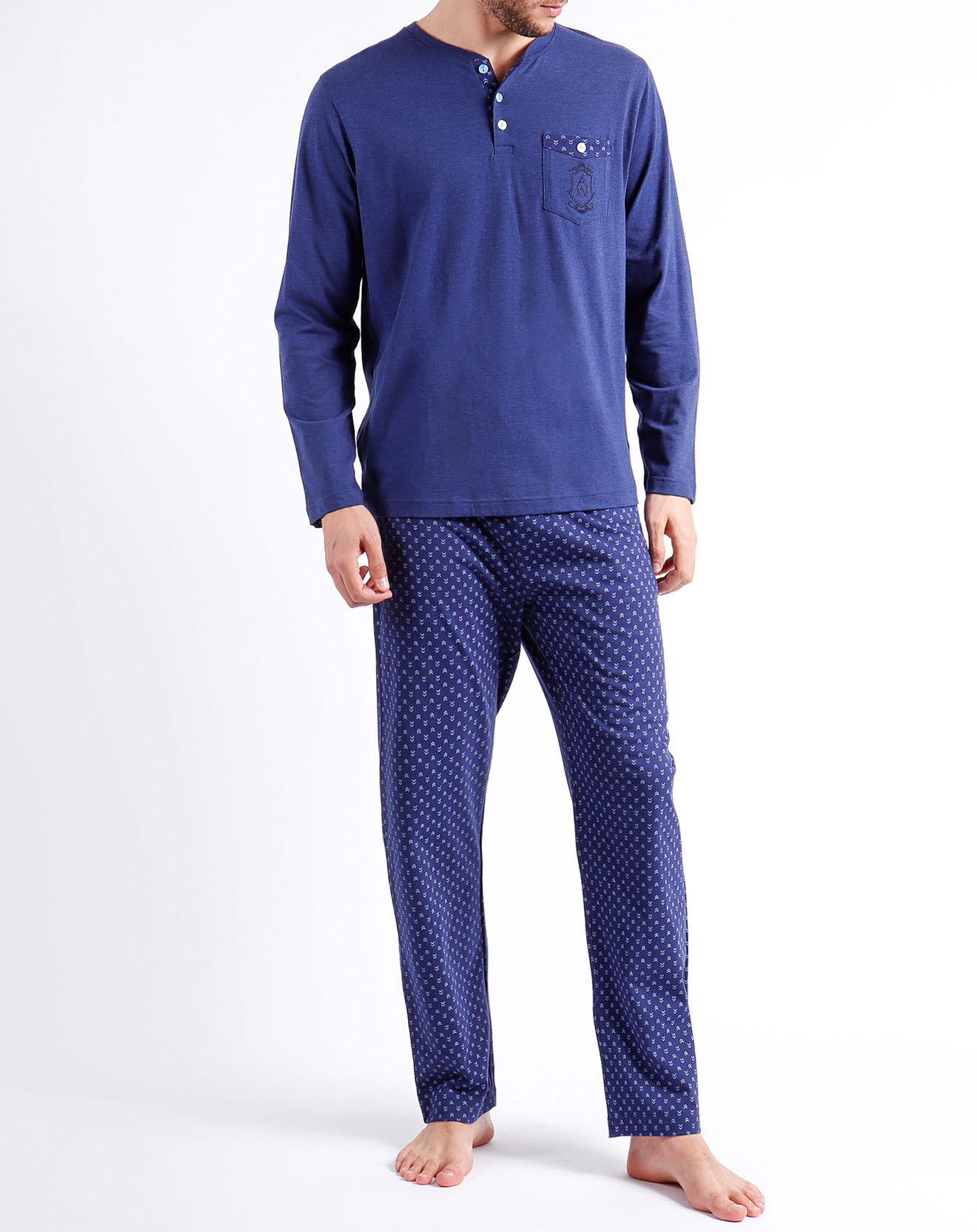 Admas Classic Pyjama T-Shirt Manches Longues & Pantalon bleu