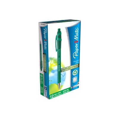 Paper Mate FlexGrip - 12 Stylos à bille - vert - rétractable