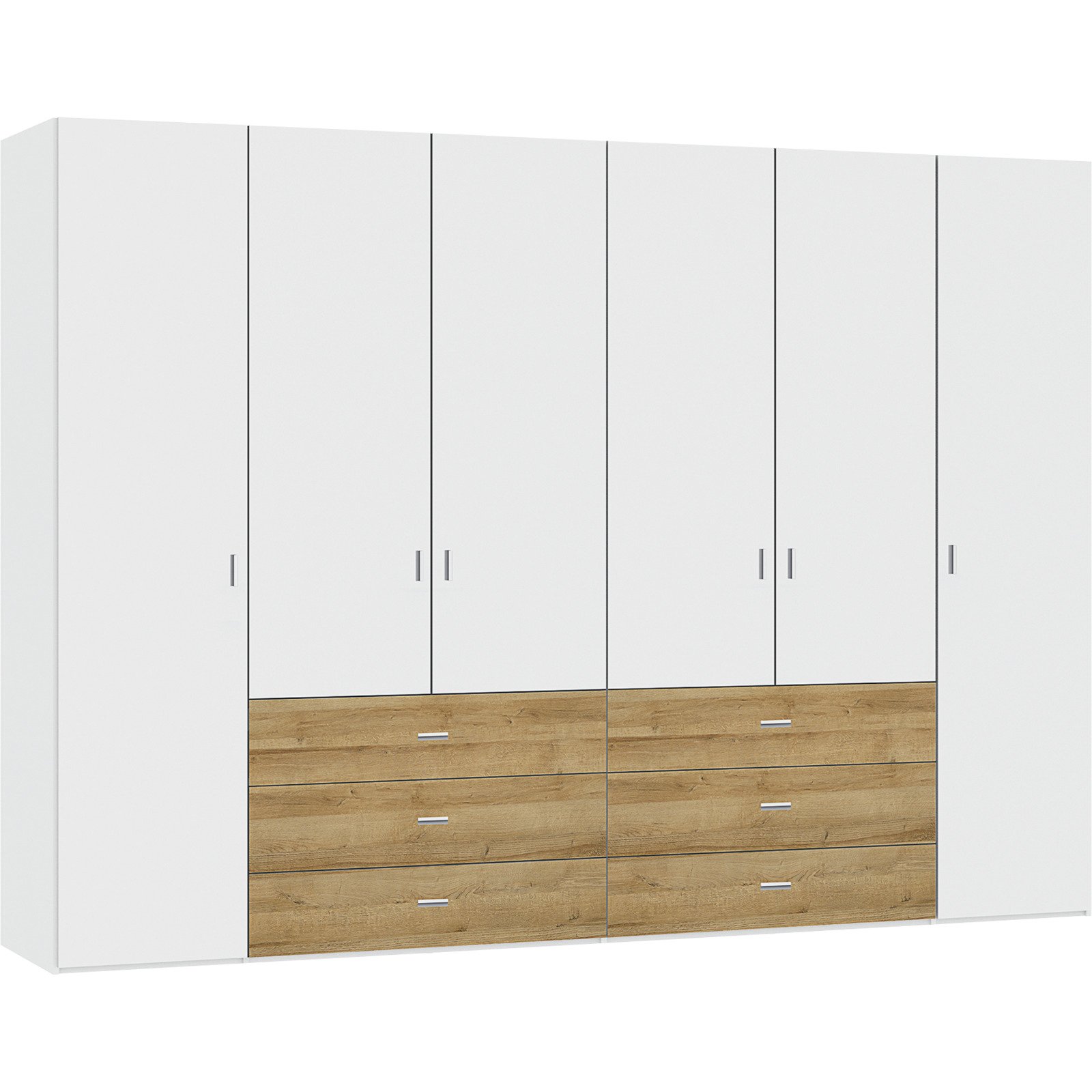 Schrank Schweizer 300 Eiche Natur weiss 202.5 x 215 x 58.5 cm