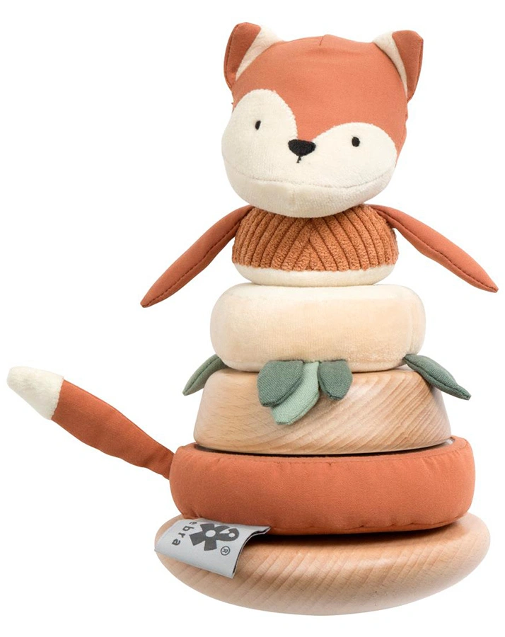 Stehaufmännchen/Stapelspiel SPARKY DER FUCHS (27 cm) in rotbraun