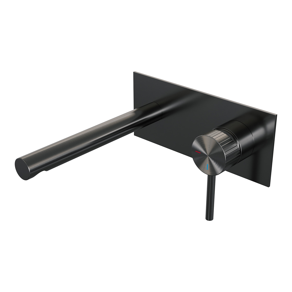 Brauer Stripe inbouw wastafelkraan ColdStart met rechte uitloop en afdekplaat model A1 gunmetal geborsteld PVD