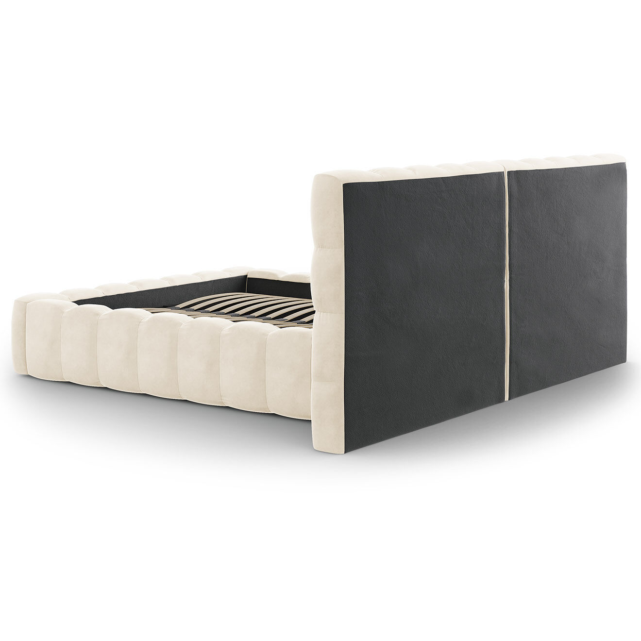 Cosmopolitan Design Lit avec coffre de rangement Bali Velours beige clair - 160x200 cm