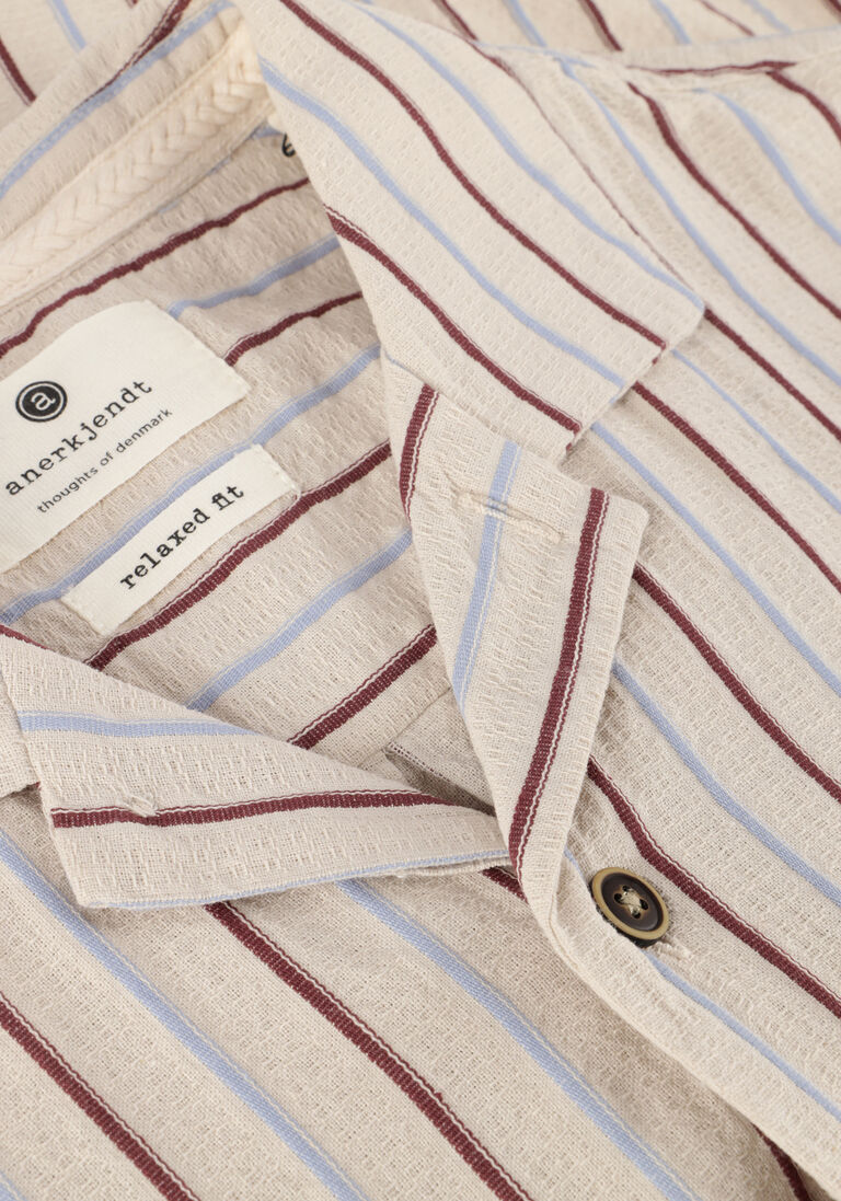 ANERKJENDT beige anerkjendt casual overhemd akleon s/s structure shirt
