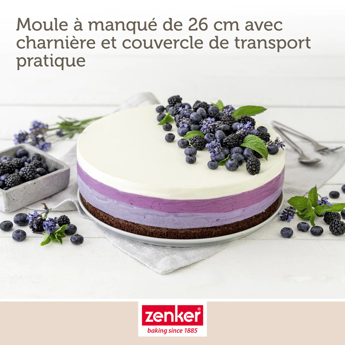 Moule à manqué à charnière 26 cm avec couvercle de transport Pure Zenk