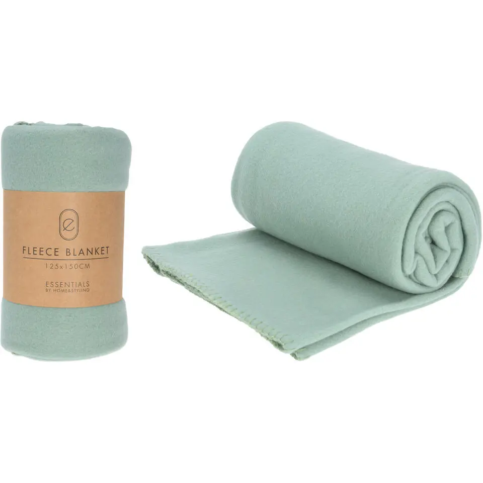 H&S Fleece deken-dekentje-plaid - mintgroen - 125 x 150 cm