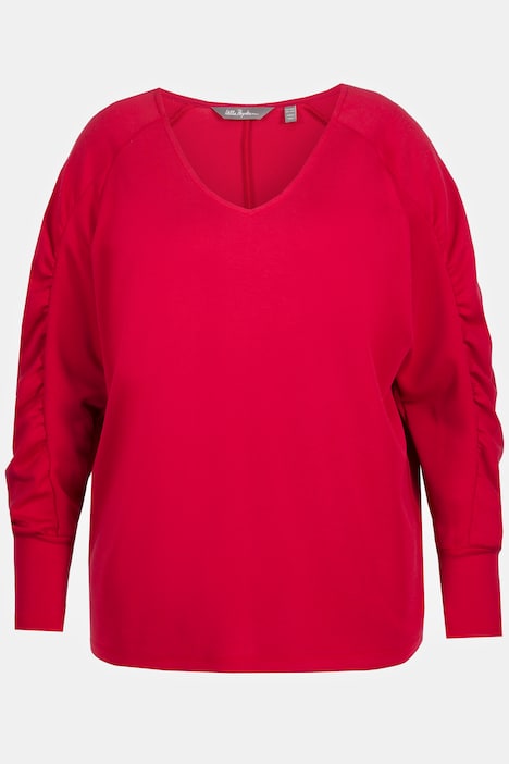 Shirt, Oversized, V-Ausschnitt, geraffter 3/4-Arm