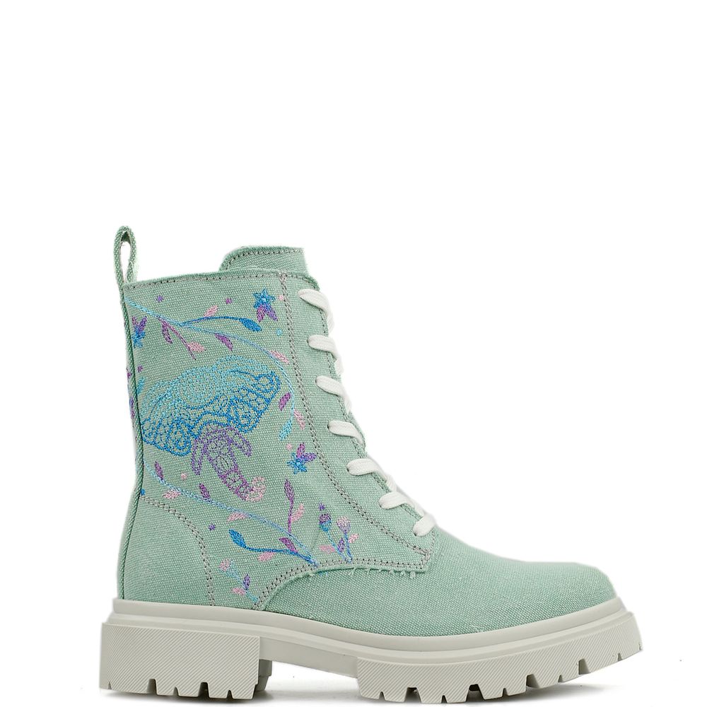 *Vegan* boots La Pintura Marbella gerecycled canvas mint