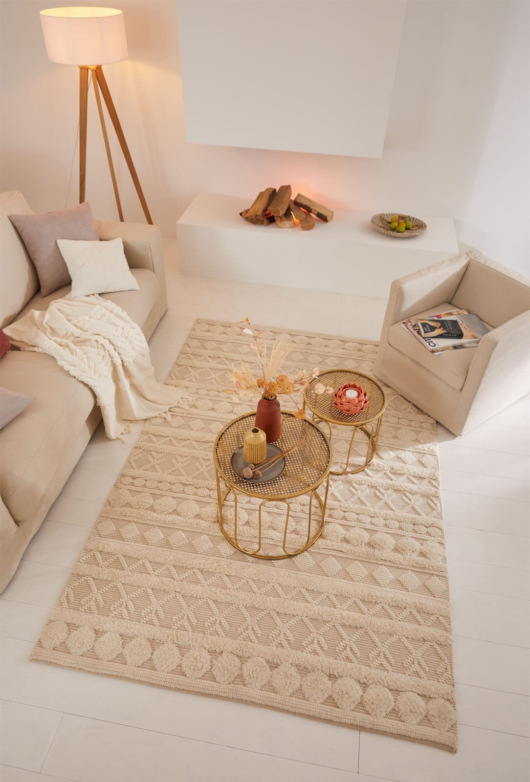 Teppich Kelim Stockholm 70 x 140 cm Creme