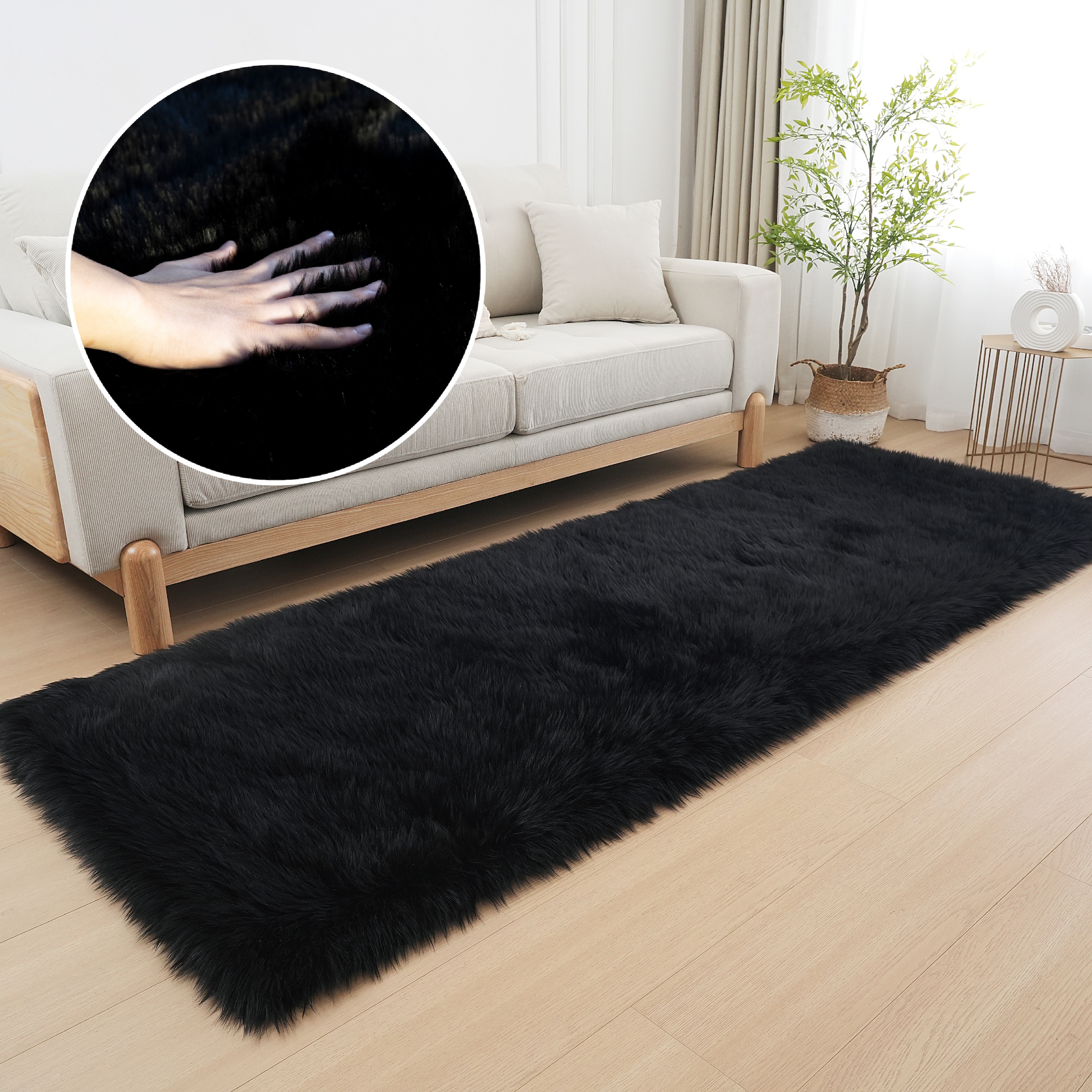 my home Fellteppich »Dena, Hochflor Teppiche« rechteckig 60 mm Höhe Kunstfell, weich, Uni-Farben, Wohnzimmer, Schlafzimmer, Esszimmer