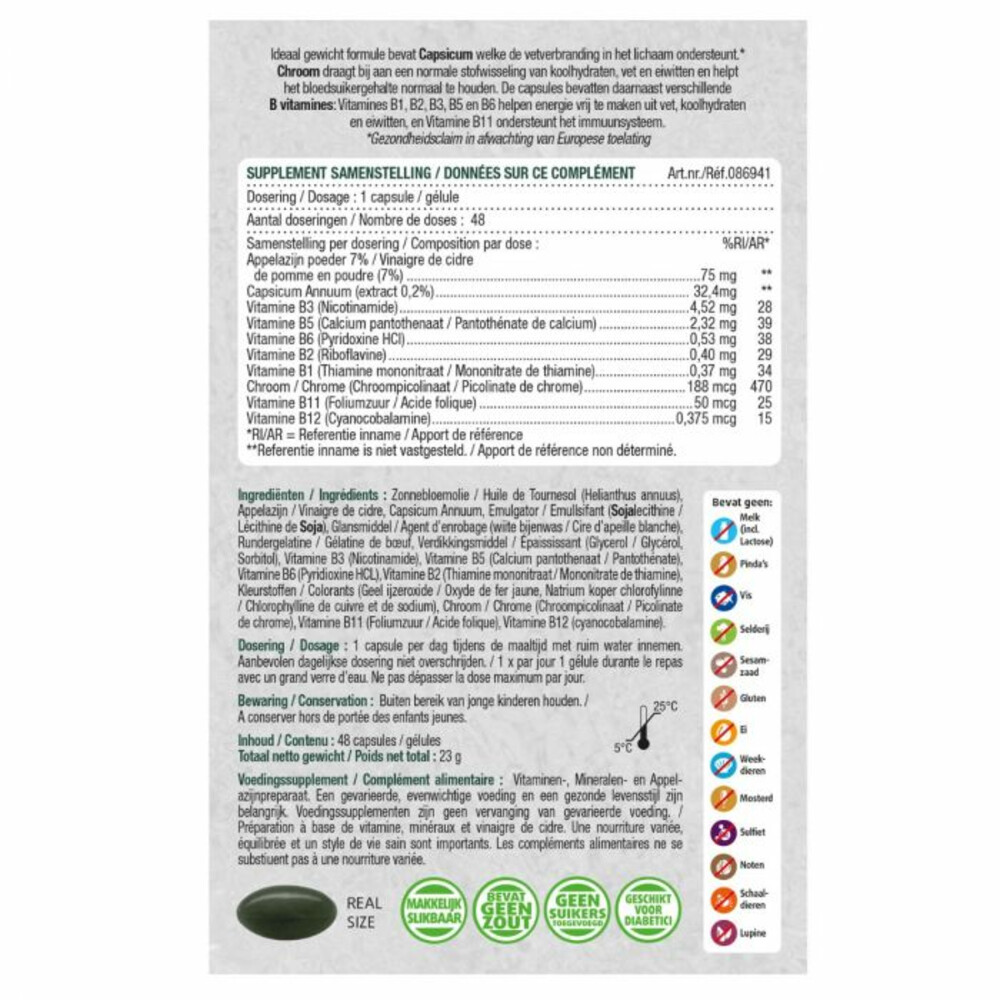Lucovitaal Appelazijn, Chroom & B vitamines Ideaal Gewicht48 capsules
