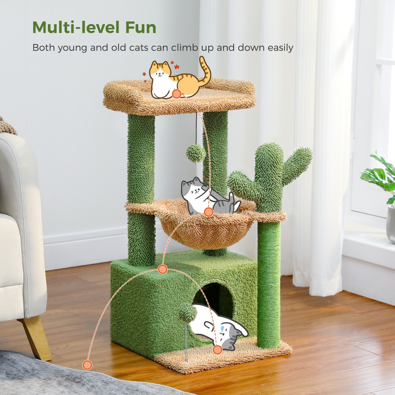 Pawz Road Kleiner Kratzbaum 83cm grün