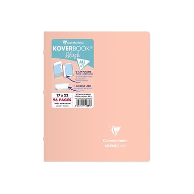 Clairefontaine Koverbook - Cahier polypro 17 x 22 cm - 96 pages - ligné - disponible dans différentes couleurs pastels