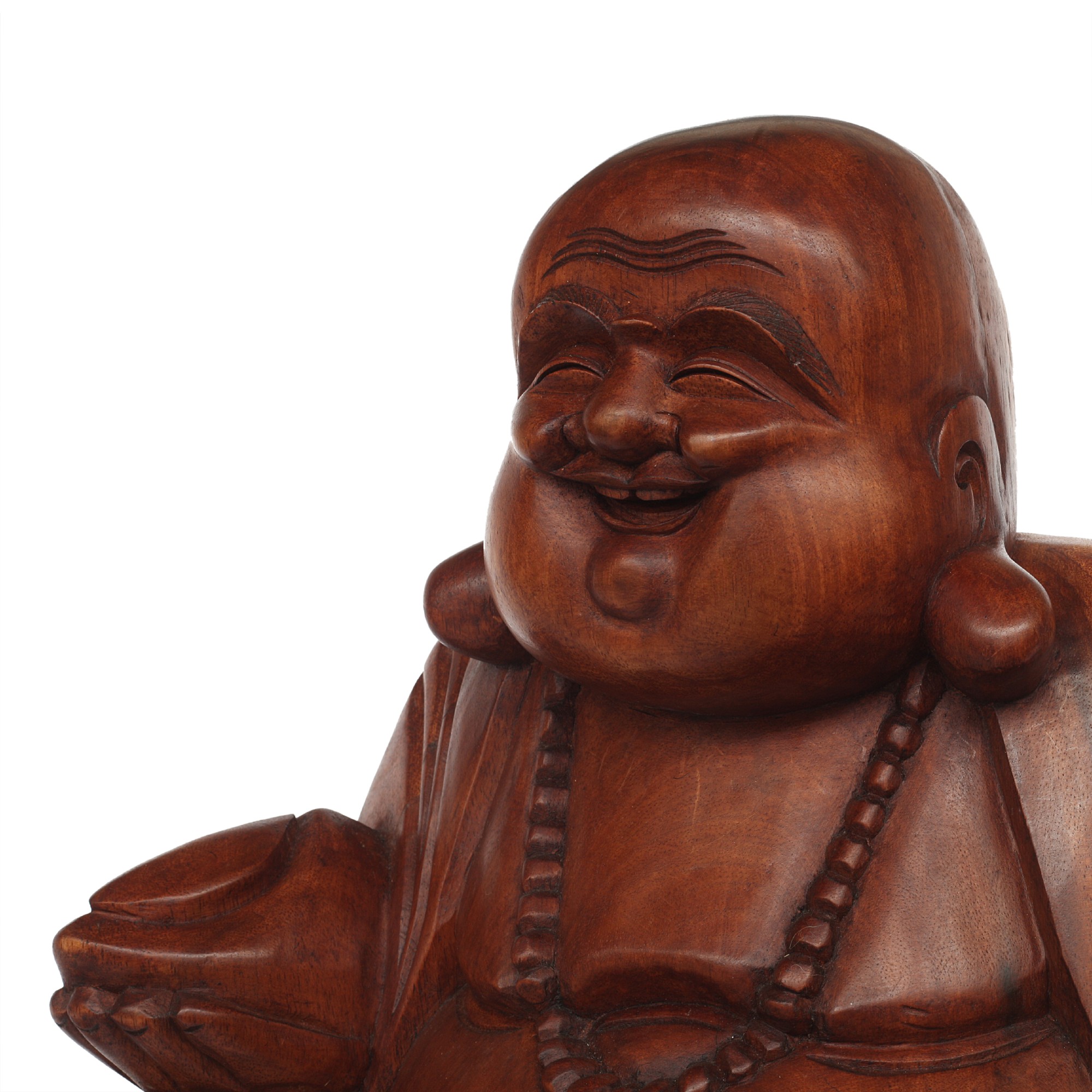 Holz-Statue 'lachender Buddha', H 40 cm, B 39 cm, L 22 cm von fischer's lagerhaus