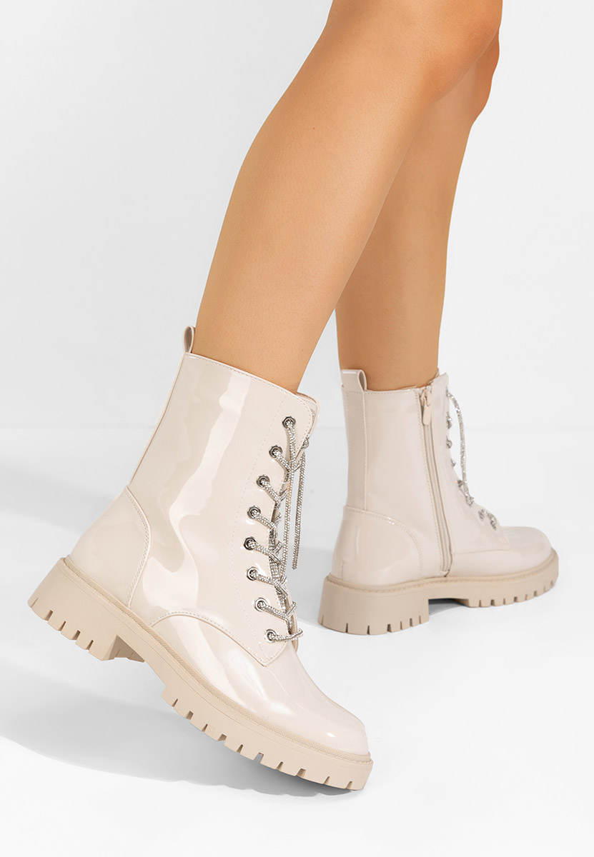 Bottines à lacets femme beige Diedra V2