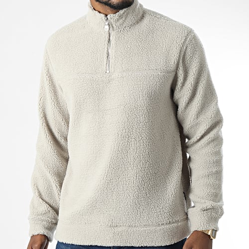 Sweat Col Zippé Polaire Remy Beige