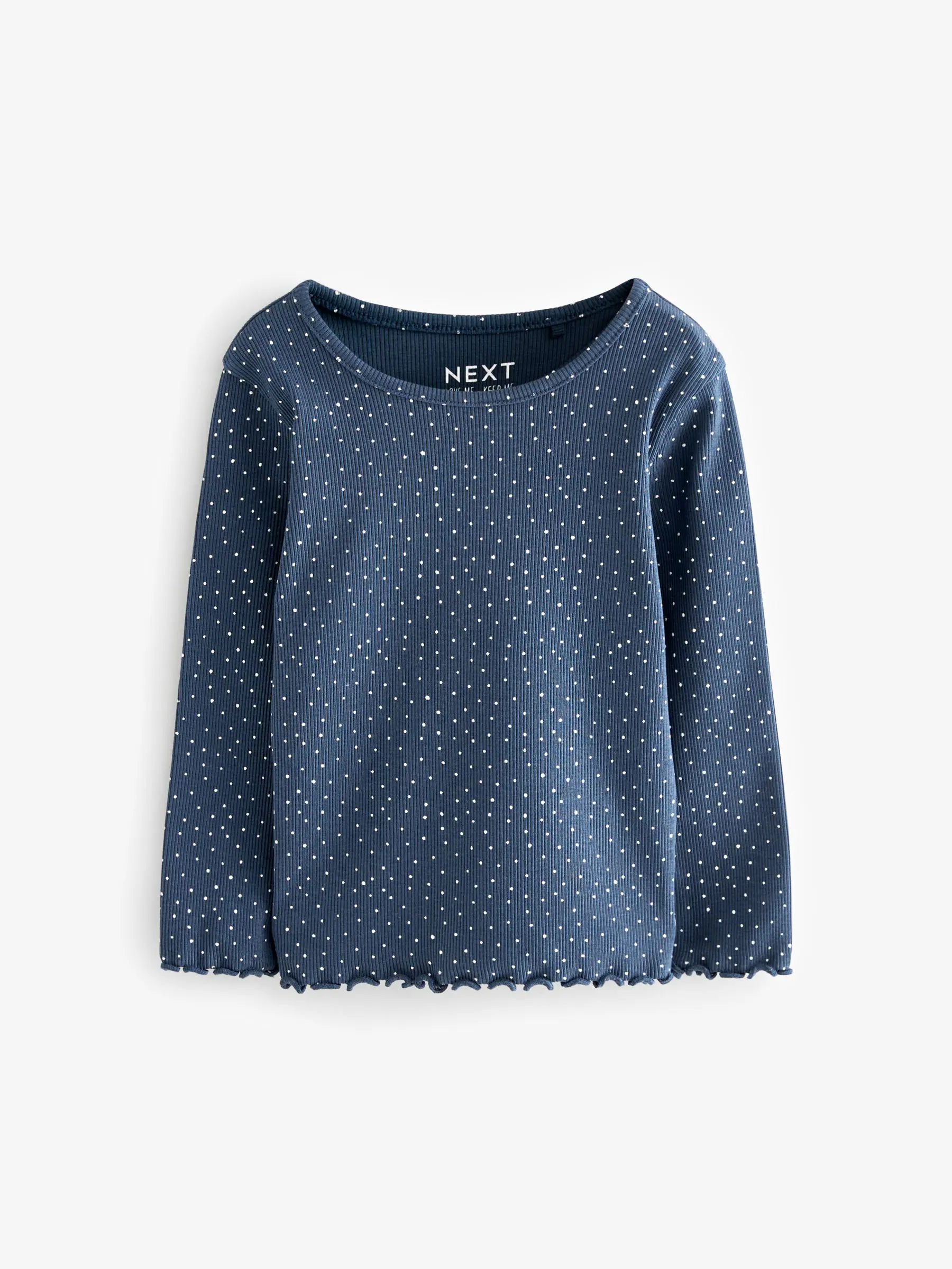 Marineblauw - Verpakking van 5 geribbelde tops met lange mouwen (3mnd -7jaar)