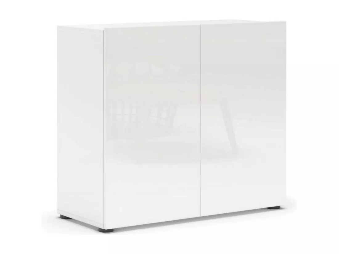 Buffet Abeba, Buffet du salon, Commode de salon, Garde-manger de cuisine, Made in Italy, 90x38h79 cm, Blanc brillant