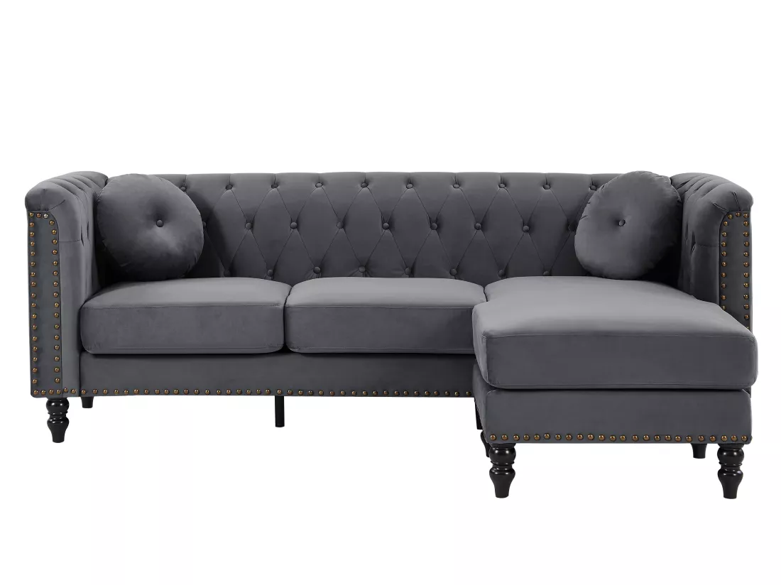 Canapé d'angle réversible en velours anthracite TURNER