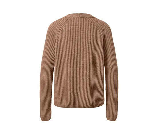 Grobstrick-Pullover mit Wolle, beige