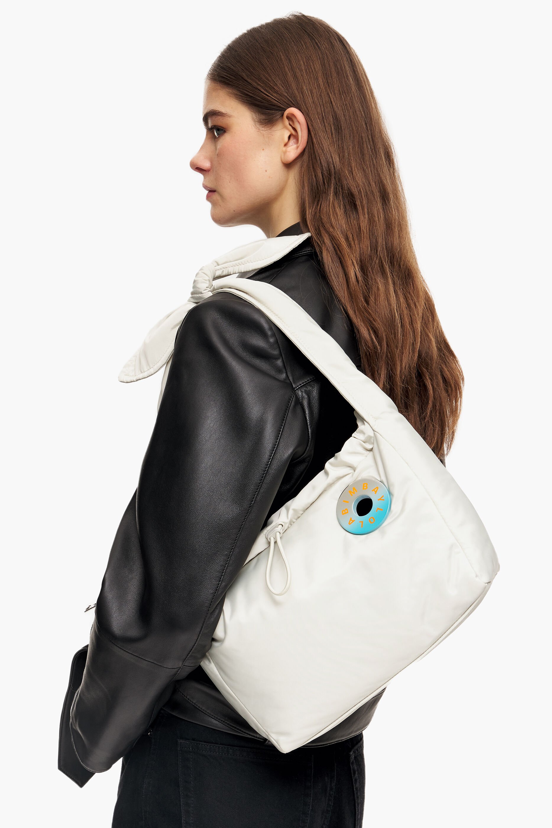 Bolsa hobo grande de nylon, cor sal marinho