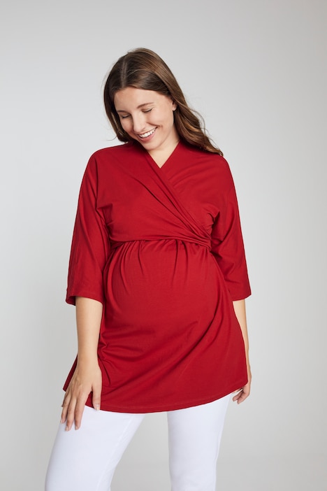 Bellieva-Wickelshirt, V-Ausschnitt, Stilleinsatz, Biobaumwolle, GOTS