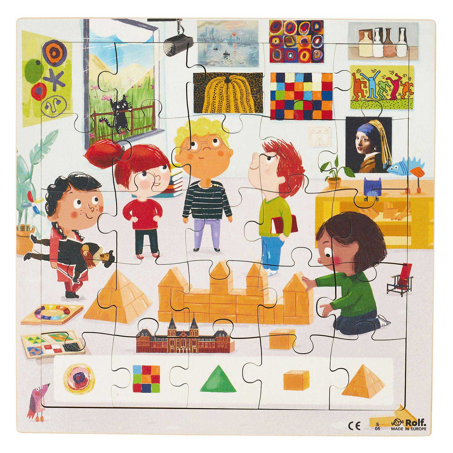 Rolf - Houten Noppenpuzzel Serie Kunst, Set van 3