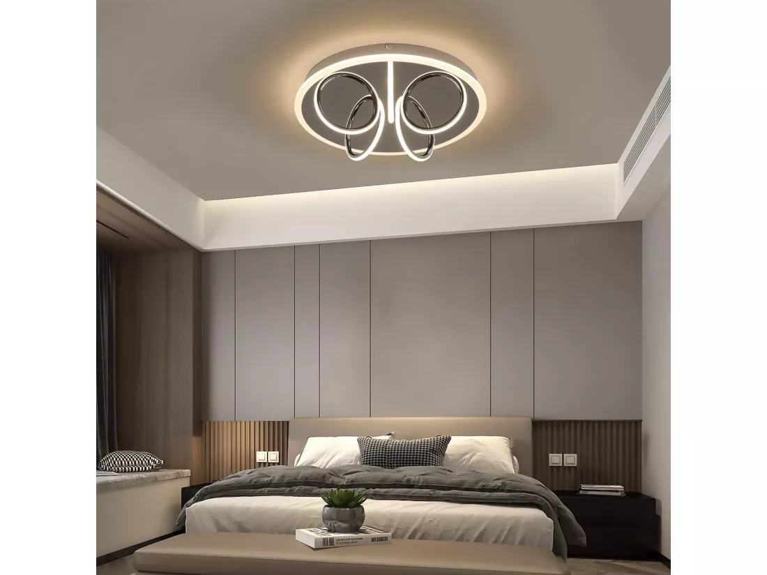 NETTLIFE Plafonnier LED Salon Lumière Blanc Chaud 41W, 3000 K, 43 x 12,5 cm Lampe moderne pour chambre à coucher chambre d'enfant, cuisine couloir