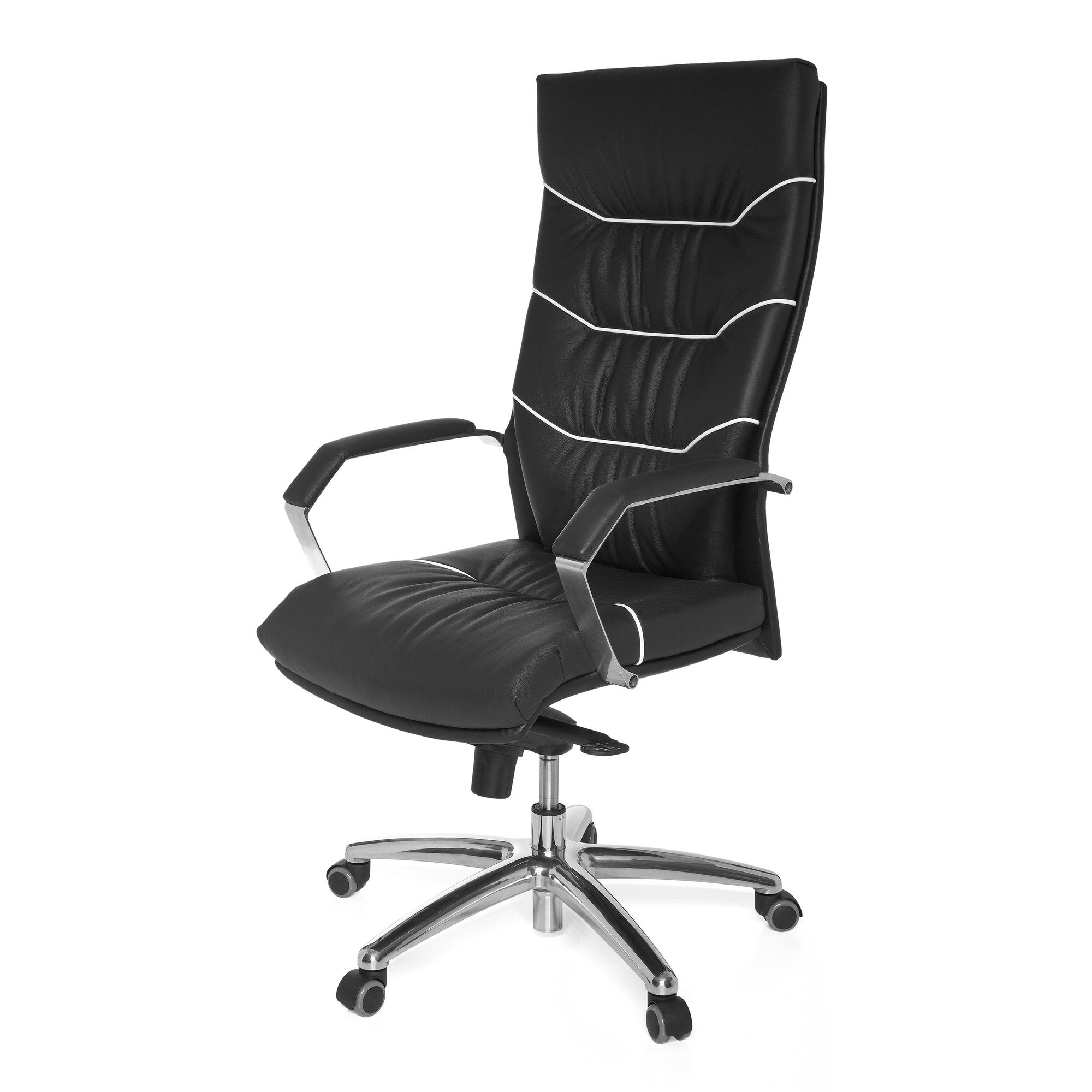 FineBuy XXL Chefsessel Echtleder schwarz Bürostuhl Drehstuhl Schreibtischstuhl