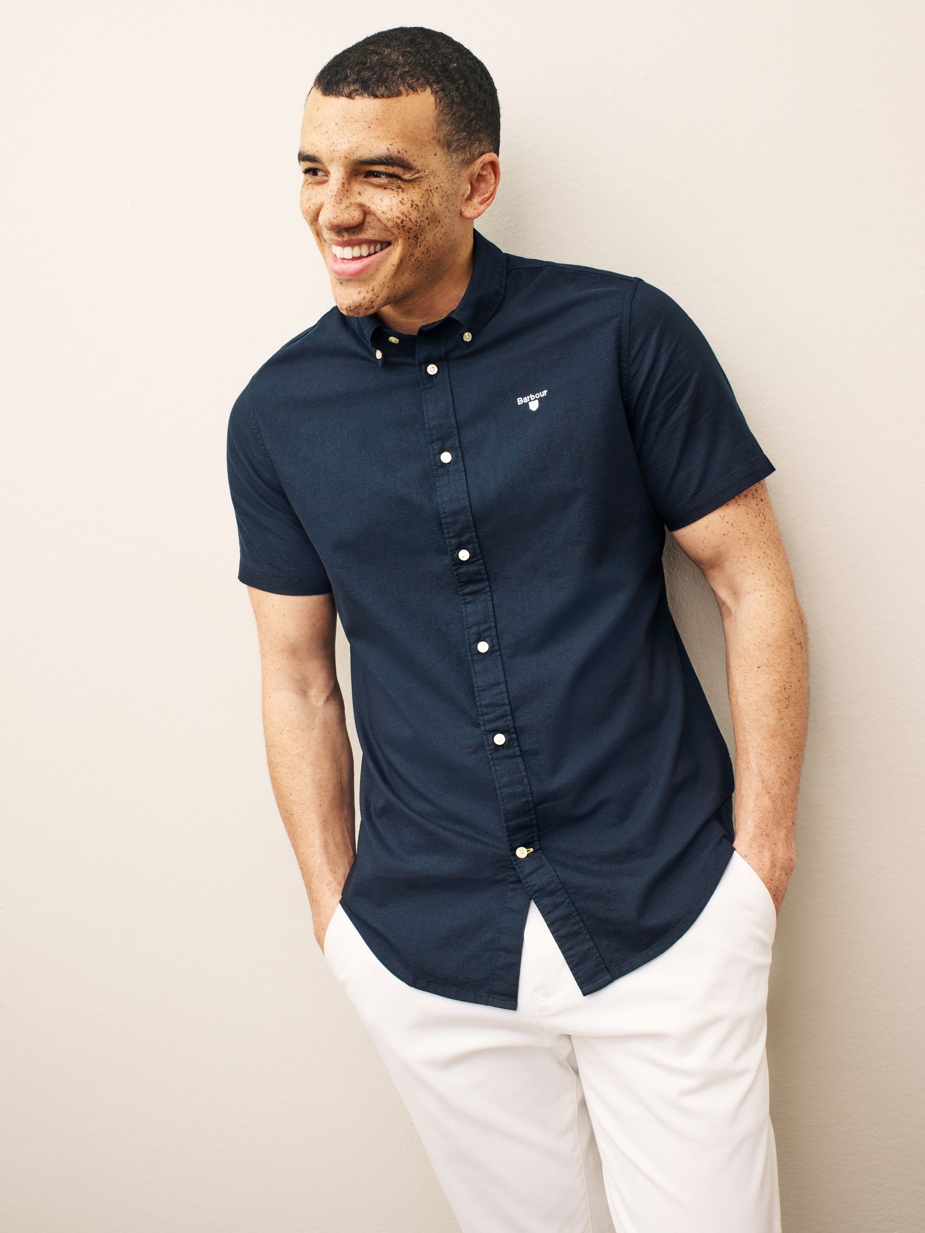 Donkerblauw - Barbour® Oxtown klassiek Oxford-hemd met korte mouwen, 100% katoen