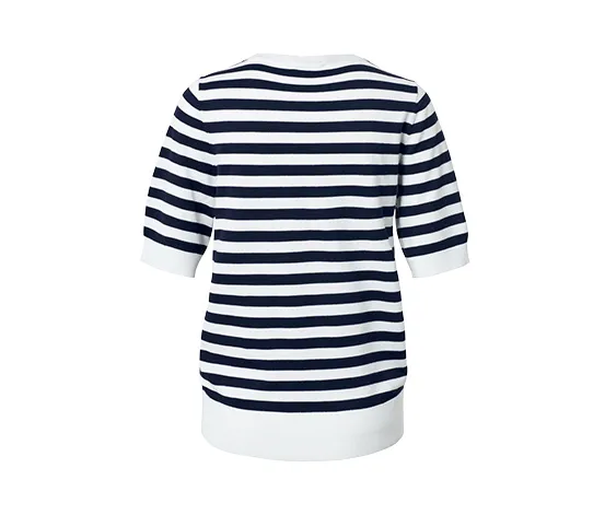 Feinstrick-Pullover, blau-weiß gestreift