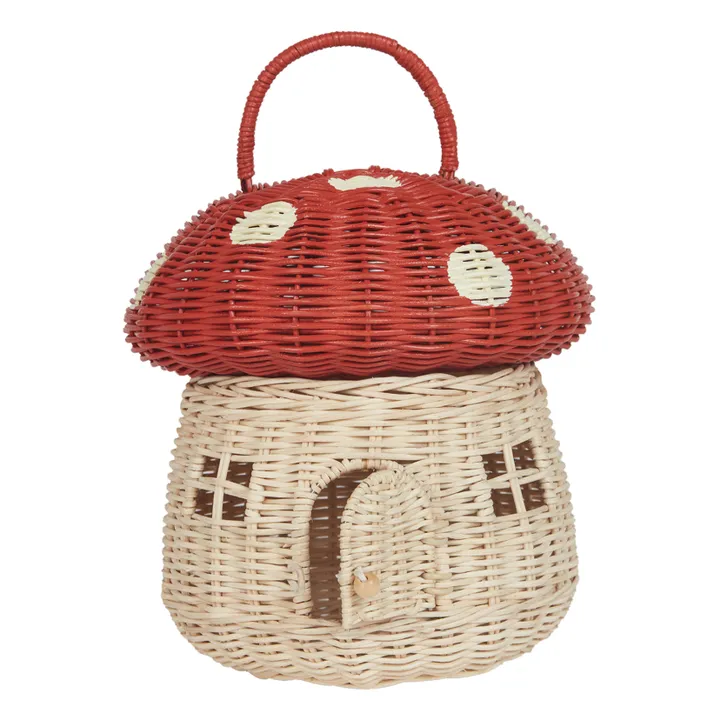 Olli Ella Panier Champignon en rotin | Rouge