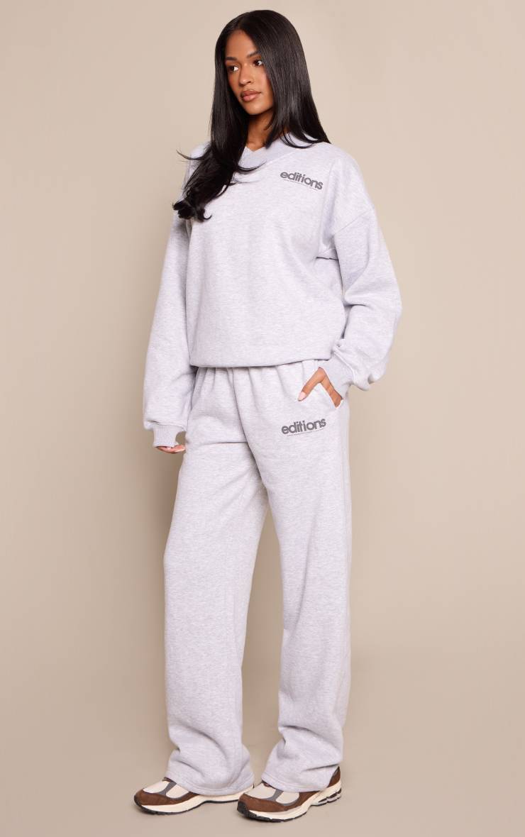 Gris Chiné Jogging Droit Imprimé Éditions Tall