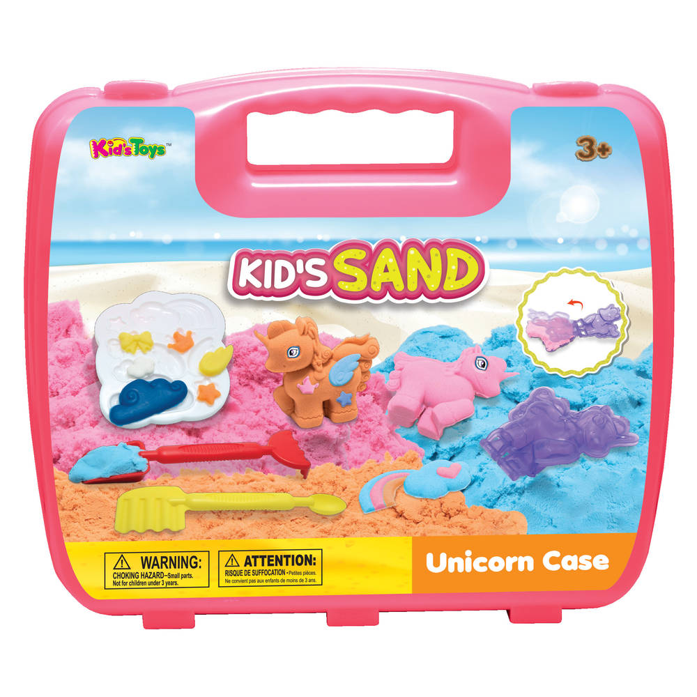 Koffer met speelzand eenhoorn