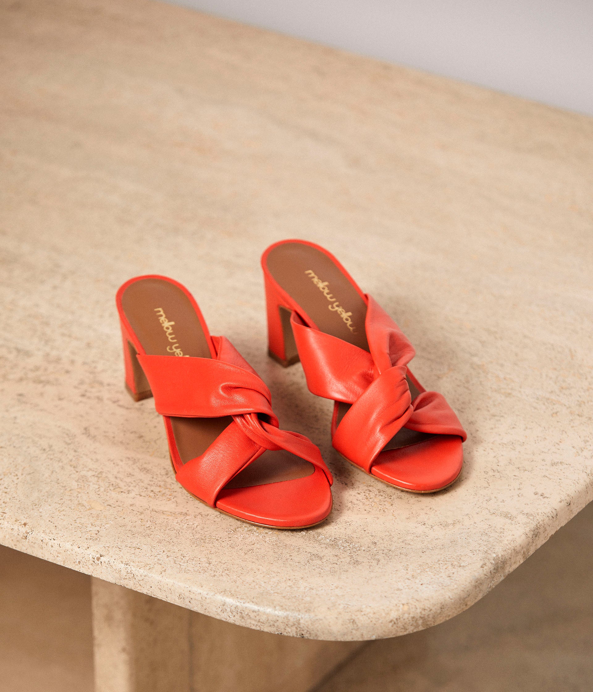 Mules cuir orange Malory