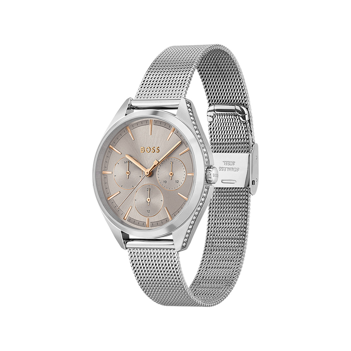 Montre Boss femme bracelet acier argent