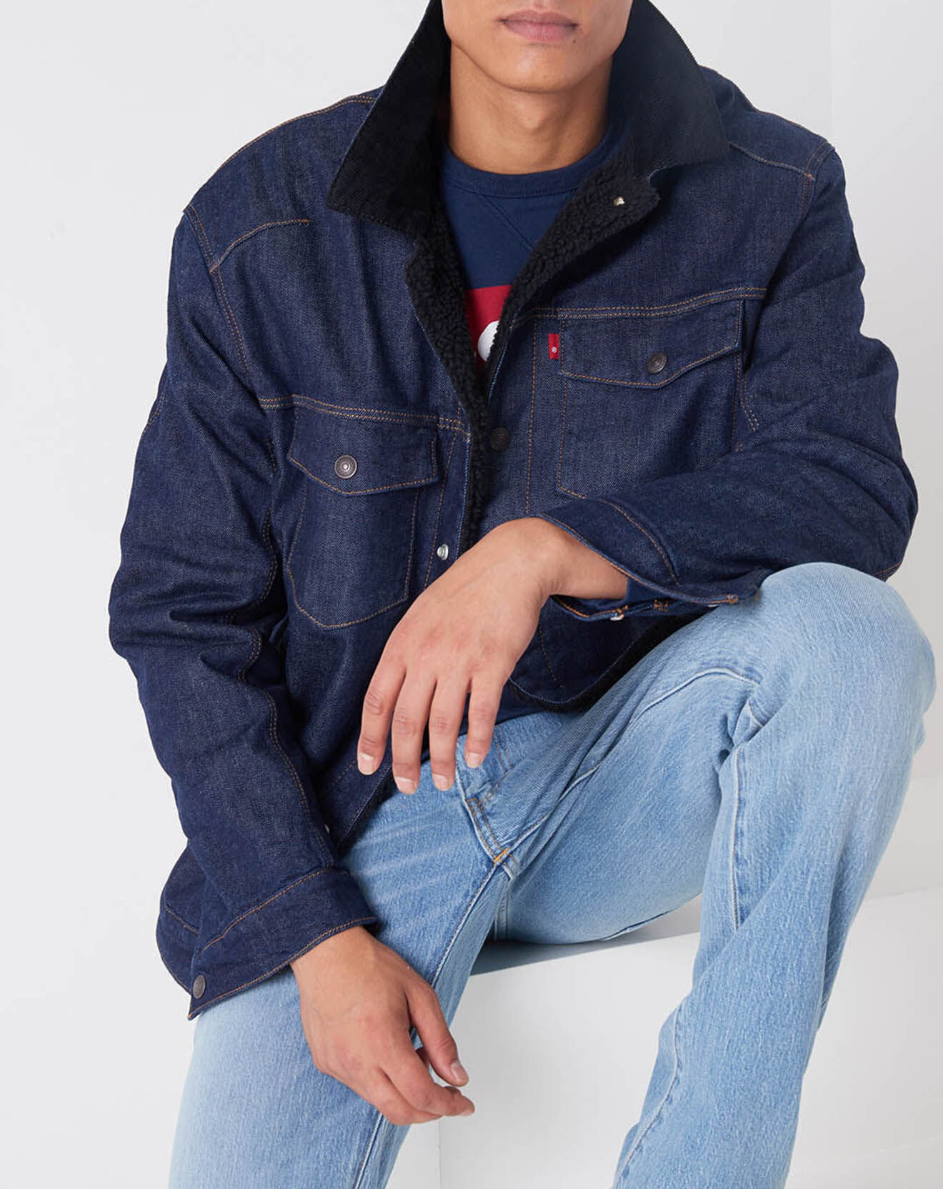 Levi's® Veste en Jean fourrée Sherpa Trucker bleu brut