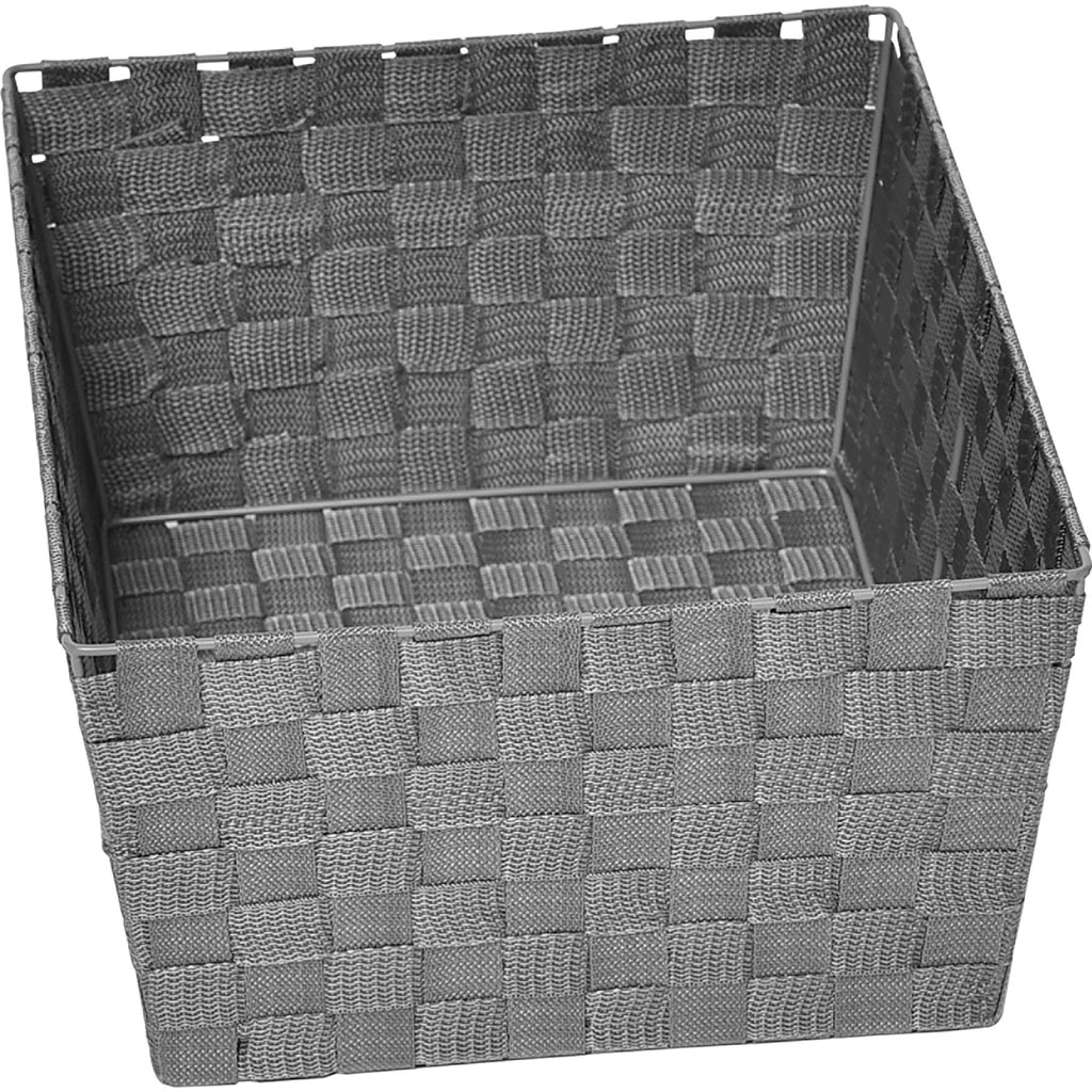 Panier de rangement dressing polyester gris 18x32.5x45cm