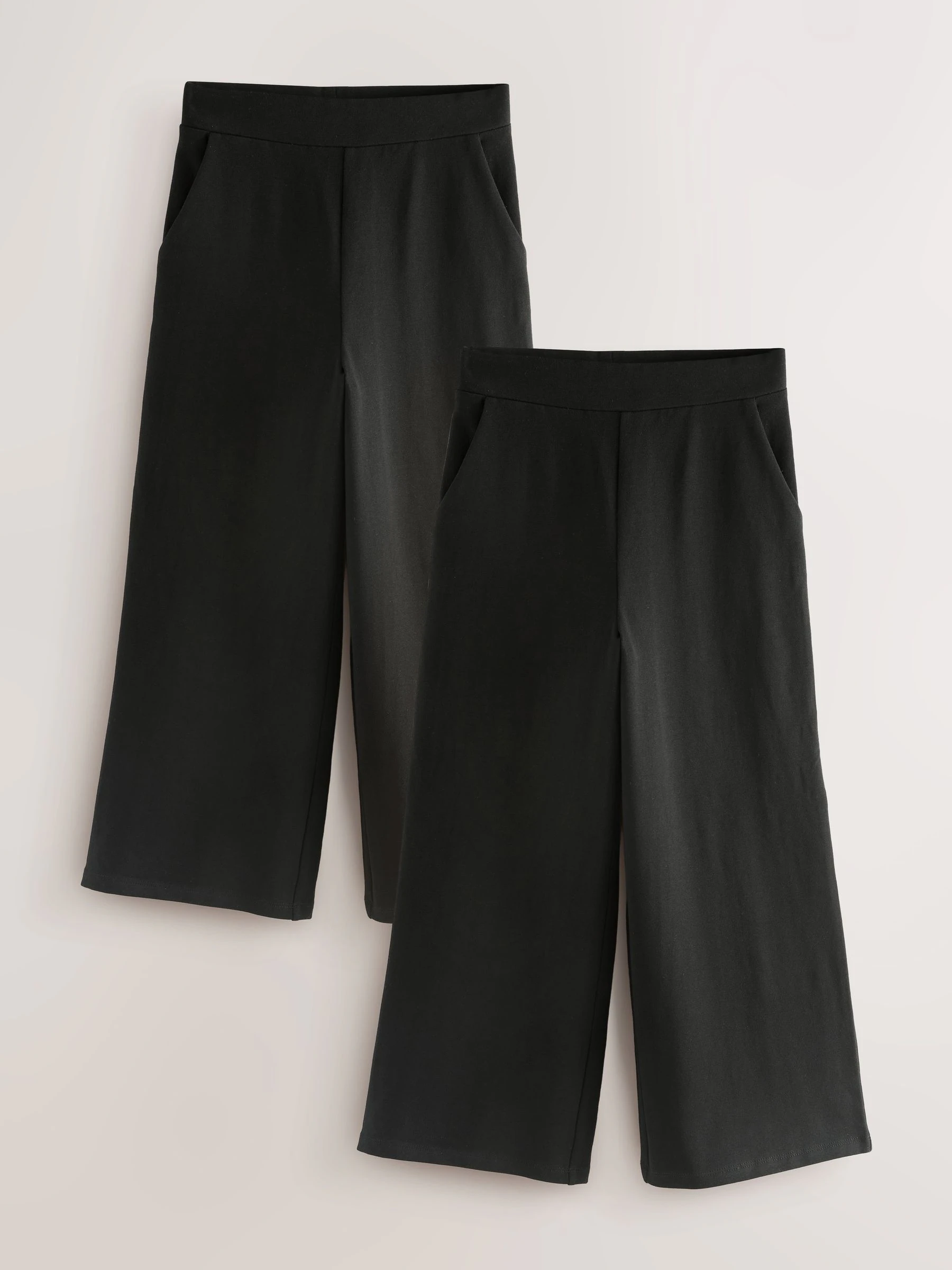 Zwart - Jersey broek met wijde pijpen (3-16 jr)