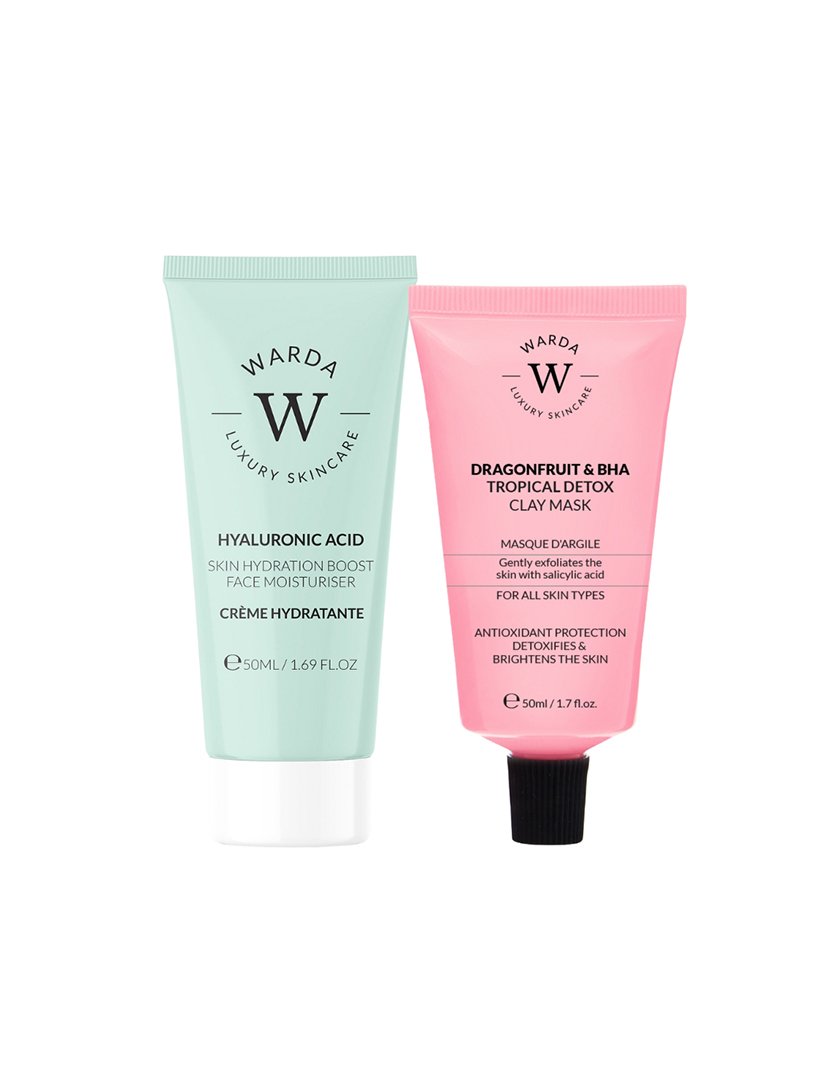 Hyaluronic Acid Facial Moisturizer 50ml + Detox Clay Mask Tropical Pitaya and BHA 50ml