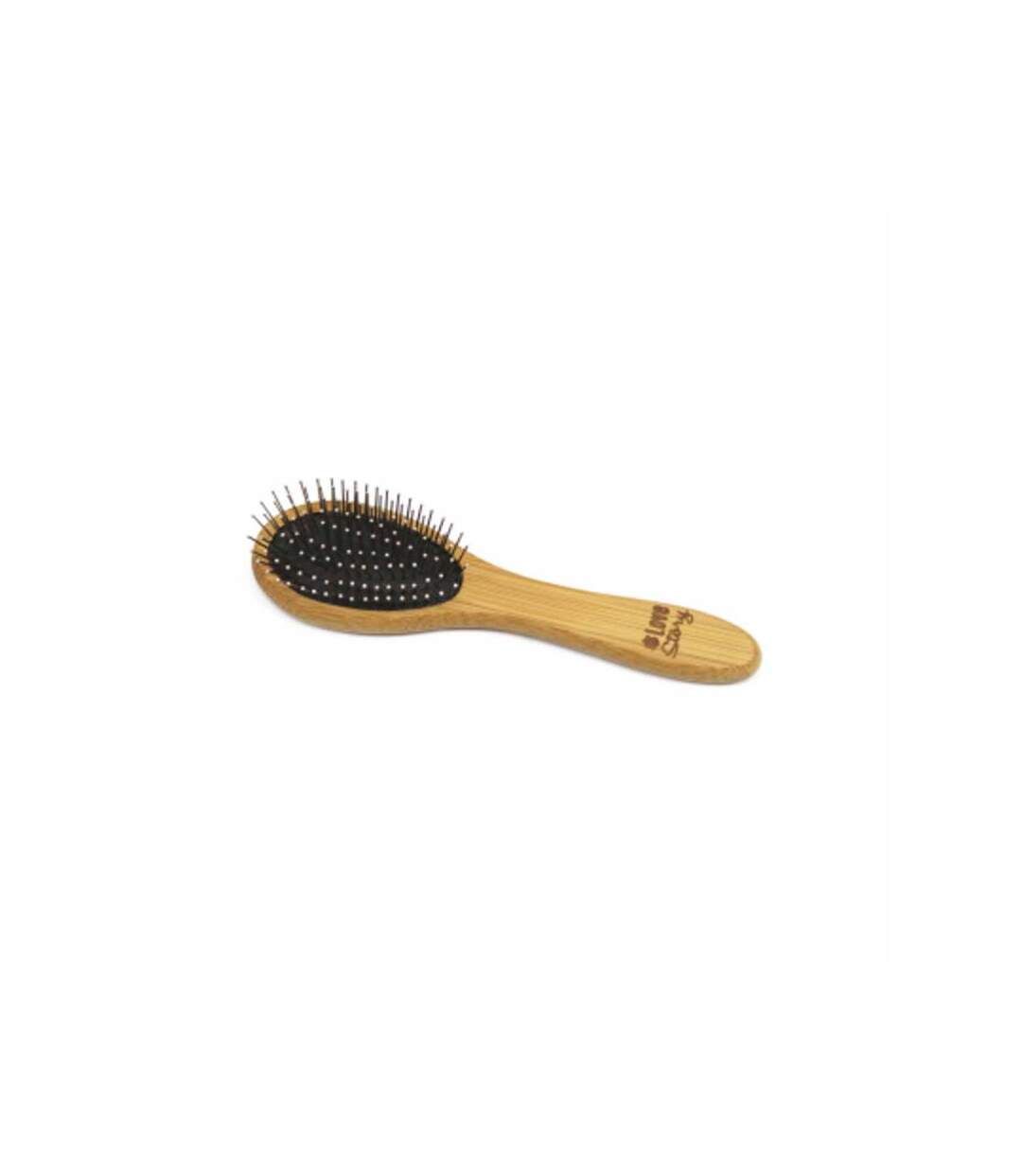 Paris Prix - Brosse De Toilettage Bambou picots Perles 19cm Naturel