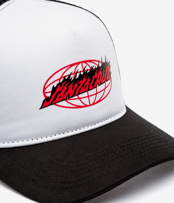 Santa Cruz Global Flame Oval Meshback Cap (white black)