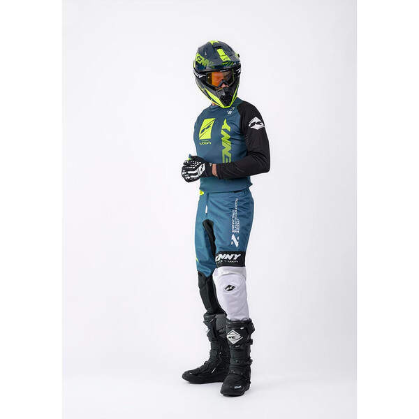 Kenny - Maillot Track Zoom Bleu pétrole / Jaune fluo / Noir / Blanc